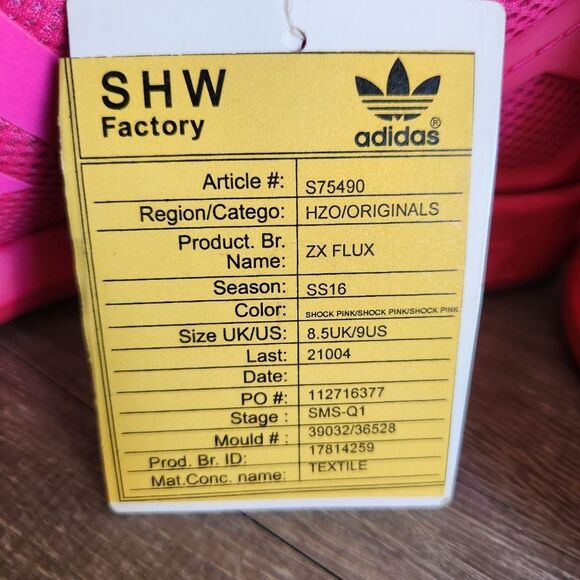 NWT Sample Adidas ZX Flux Athletic Running Shoes Sneakers Shock Pink Mens Size 9 - Picture 10 of 12